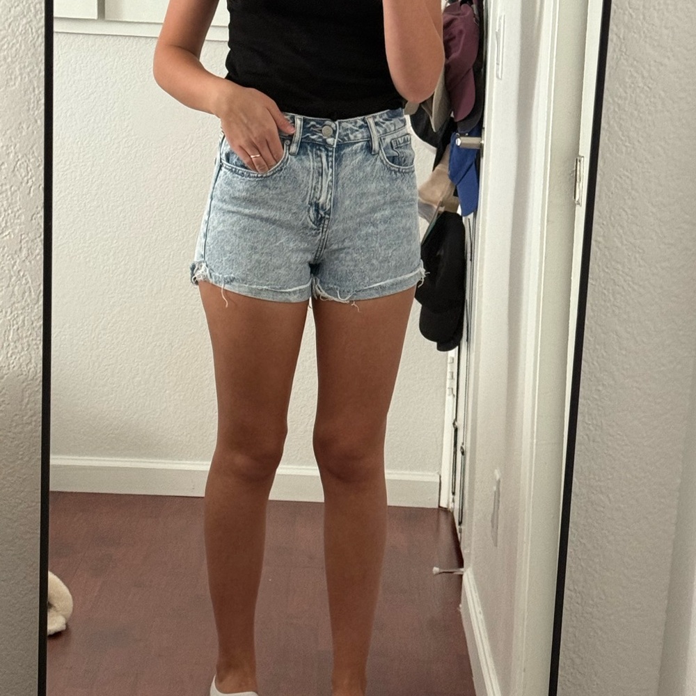 PacSun Blue Jean Shorts High-Waisted Distressed